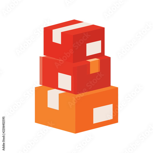 Stack of colorful boxes ready for delivery