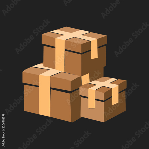 Stack of cardboard delivery boxes with tape
