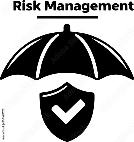 Risk management umbrella shield icon