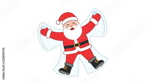 Santa claus making a snow angel