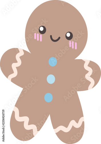 Cute Gingerbread Cookie Character with Christmas Icing
