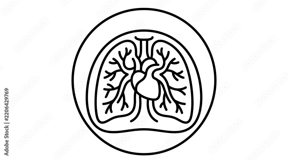 Fototapeta premium Isolated Human Lungs and Heart Icon, Medical Illustration, Transparent Background