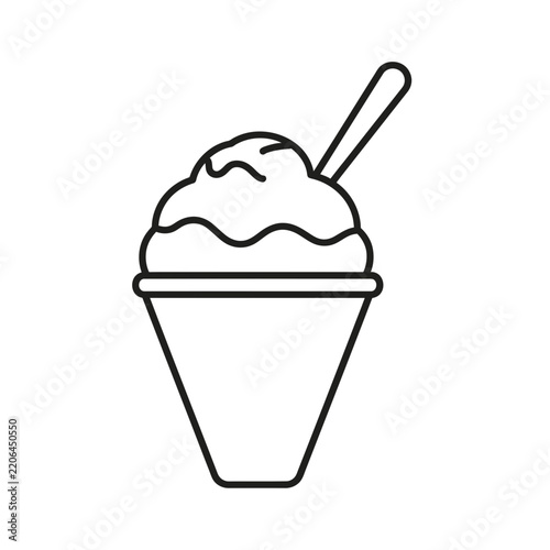 Sweet cupcake line icon with whipped cream and cherry