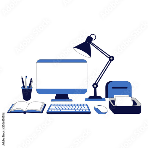 Modern Professional Desk Equipment Vector Graphic
