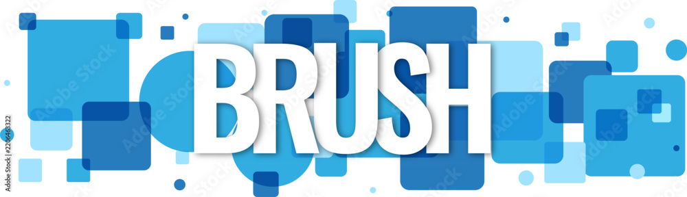 Obraz premium Large Brush text written on a bright blue geometric pattern for creative design and marketing
