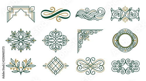 Ornate Decorative Elements, Flourishes & Borders on Transparent Background