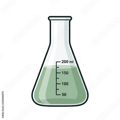Erlenmeyer Flask with Green Liquid - Laboratory Science Illustration