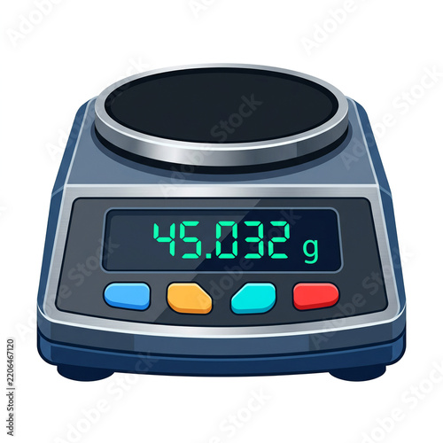 Digital Electronic Scale Displaying Weight in Grams - Measuring Device Illustration