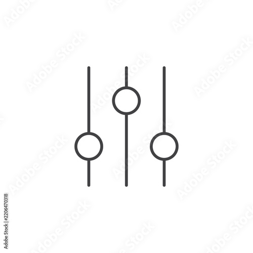 Adjustment sliders line icon featuring three vertical controls, perfect for settings, filters, customization, and UI design