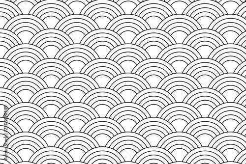 Japanese wave pattern features traditional black line art arches on a white background.