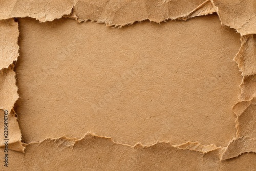 Torn Kraft Paper Texture Sticky Note Background with Rough Edges Rustic Craft Design
