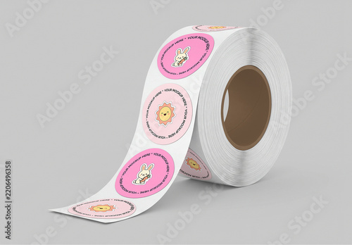 Round Adhesive Sticker Roll Mockup