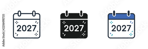 New Year Calendar 2027 Celebration Icon