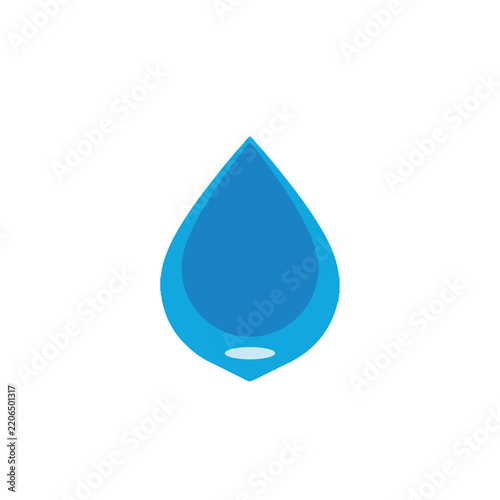 Minimalist layered blue water drop vector logo design with a small white oval reflection highlight, isolated on white background.