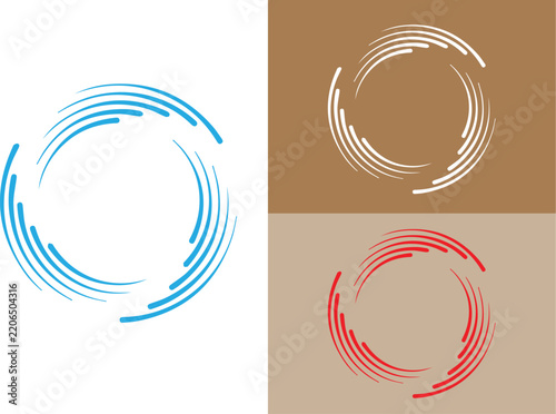 Abstract Circular Brush Stroke Logo and Ring Design Set