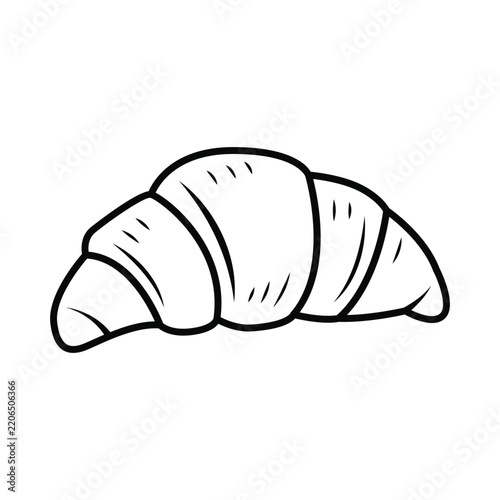 Hand-Drawn Croissant Pastry Icon Vector Design Template