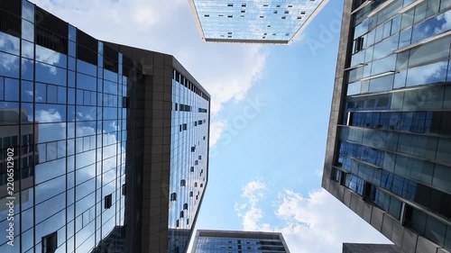 Bottom view of modern business city