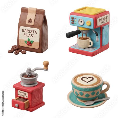 design element for barista 3d render items bundle 2k and creative d...