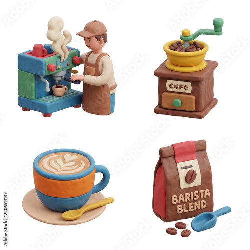 design element for barista brewing items 3d render 2k and creative...
