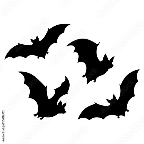 A Flock of bats, Flying bat, Halloween elements for design, bat silhouette, flock of bats flying in the sky 