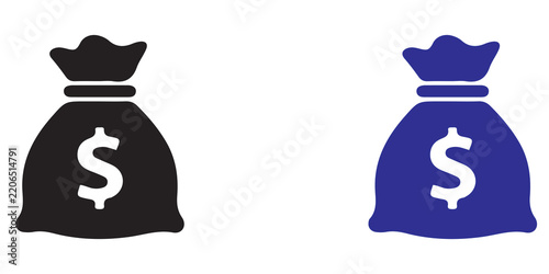 Money bag icon with dollar sign symbol for financial concepts cash icon savings icon banking icon finance icon currency bag business finance