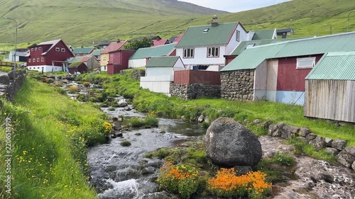 Gjógv, village located on the northeast tip of the island of Eysturoy, in the Faroe Islands in Summer