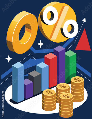 Realistic Savings Account Growth Concept with Gold Coins and Financial Growth Chart