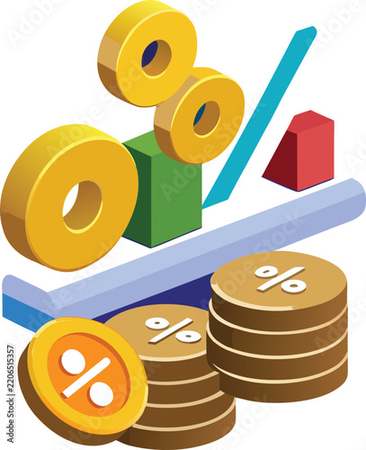 Realistic Savings Account Growth Concept with Gold Coins and Financial Growth Chart