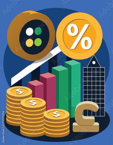 Realistic Savings Account Growth Concept with Gold Coins and Financial Growth Chart