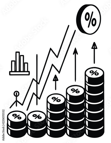 Realistic Savings Account Growth Concept with Gold Coins and Financial Growth Chart