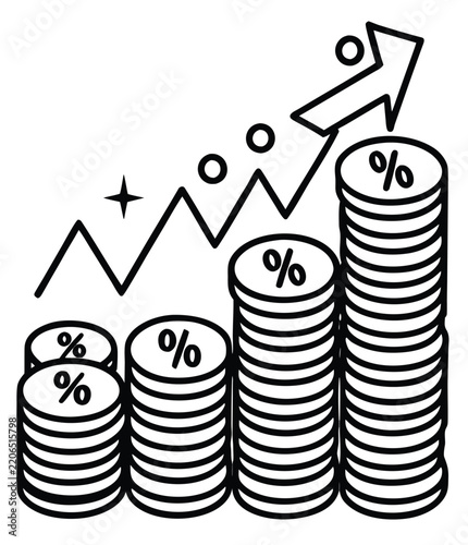 Realistic Savings Account Growth Concept with Gold Coins and Financial Growth Chart