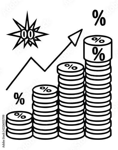 Realistic Savings Account Growth Concept with Gold Coins and Financial Growth Chart