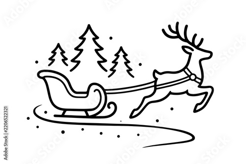 Hand drawn vintage leather horse harness illustration with jingle bells for a traditional winter sleigh ride and festive holiday decoration