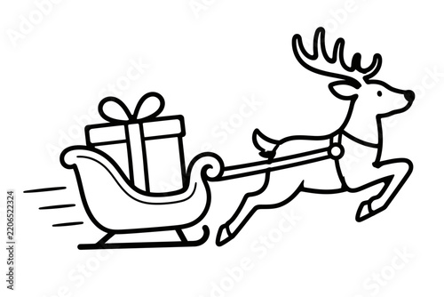 Hand drawn vintage leather horse harness illustration with jingle bells for a traditional winter sleigh ride and festive holiday decoration