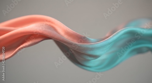 Fluid Wave of Warm Coral to Cool Teal Silk Fabric with Soft Sheen