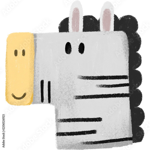 Hand drawn crayon doodle animal elements 