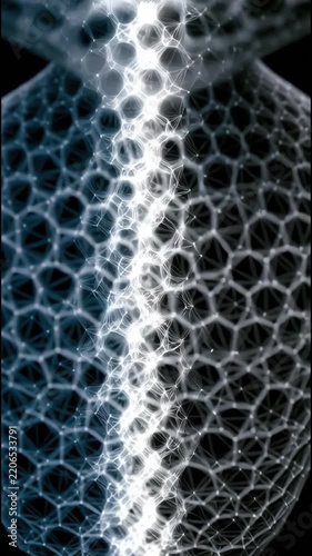 Vertical video of abstract glowing patterns and futuristic digital forms