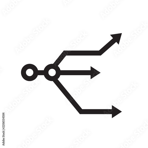 Arrow Split Icon Black Distribution Direction Vector Illustration Divergent Path Business Design