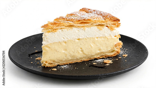 Kremsnita Slice Slovenian Bled Cream Cake Vanilla Custard on Plate