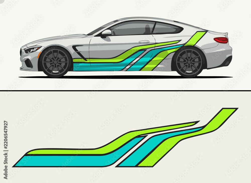 Fototapeta premium sleek sports car racing stripes illustration