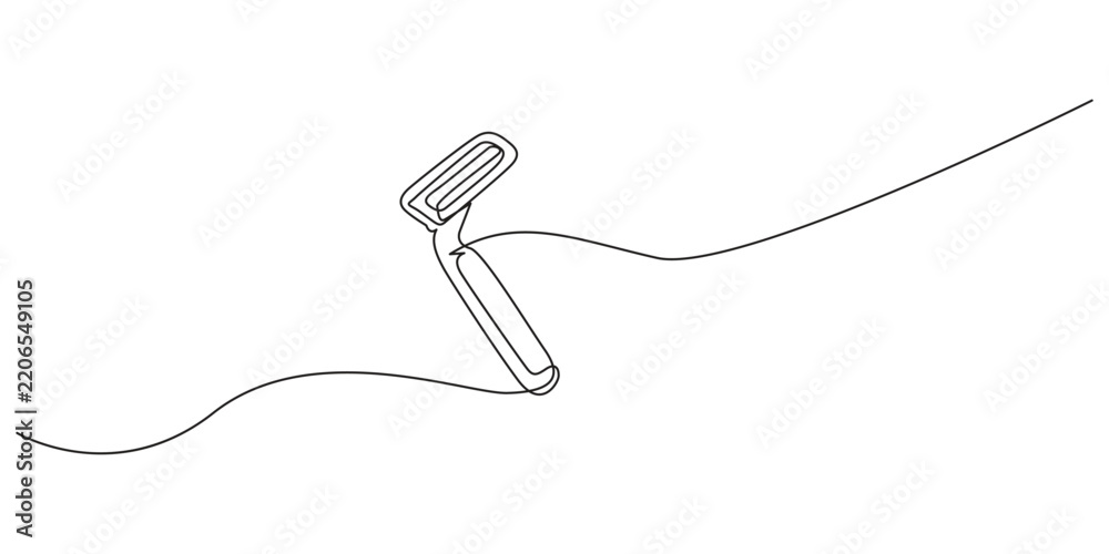 Obraz premium Safety razor continuous line drawing for personal grooming and shaving design.