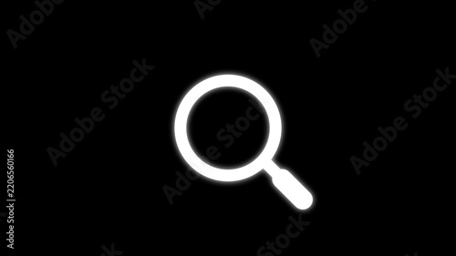 Minimalist glowing magnifying glass animation for search and discovery ui search find