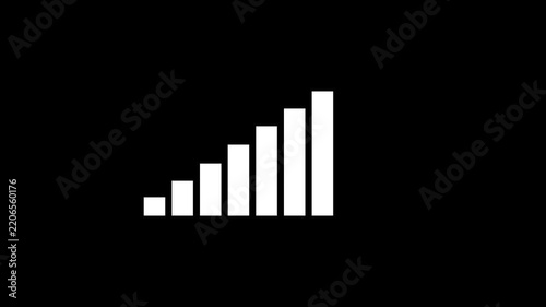 Minimalist white audio equalizer bars pulsing on black background, for music visualization, and digital interface