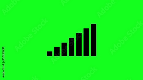 Animated signal strength bar on green screen for ui and ux projects animation chroma key