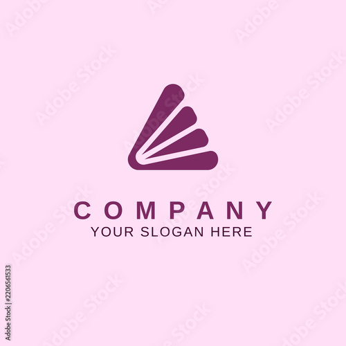 Abstract Purple Triangle Folded Ribbon Origami Concept