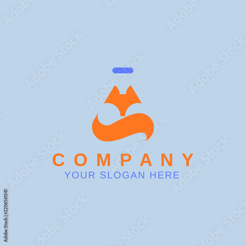 Orange Fox Combined With Laboratory Glass Flask