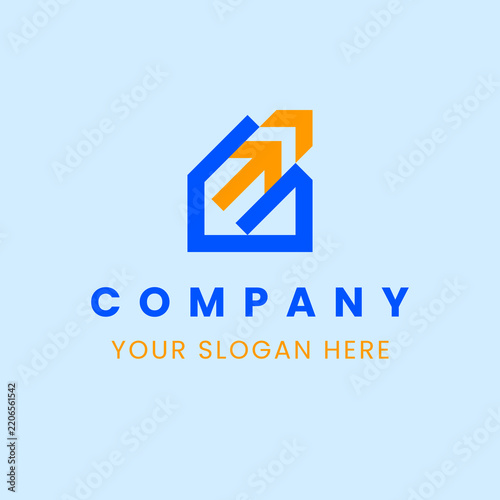 Real Estate House Shape With Upward Growth Arrows