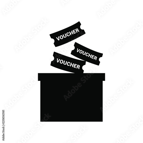 Voucher and Box Icon Vector Element Design Concept Silhouette Style