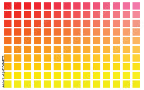 A 140-color palette featuring soft yet slightly bold shades of red, pink, and yellow.