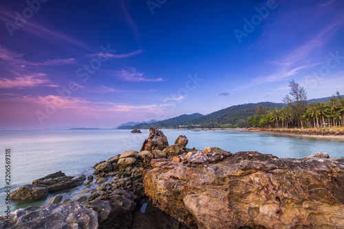 Colorful sunset  on Andaman  sea at Krabi  province, Thailand.